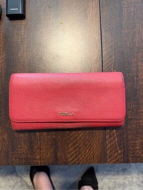 Furla Coral Pink Leather Continental Wallet